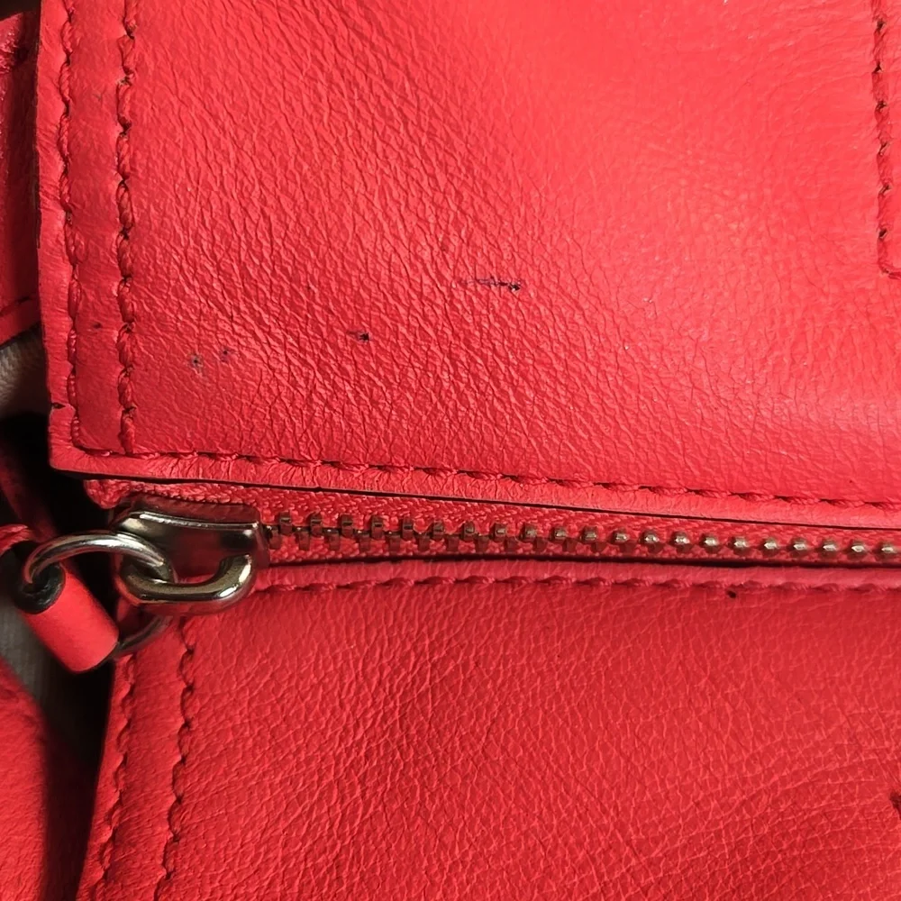 Coach Coral-Red Leather Clutch